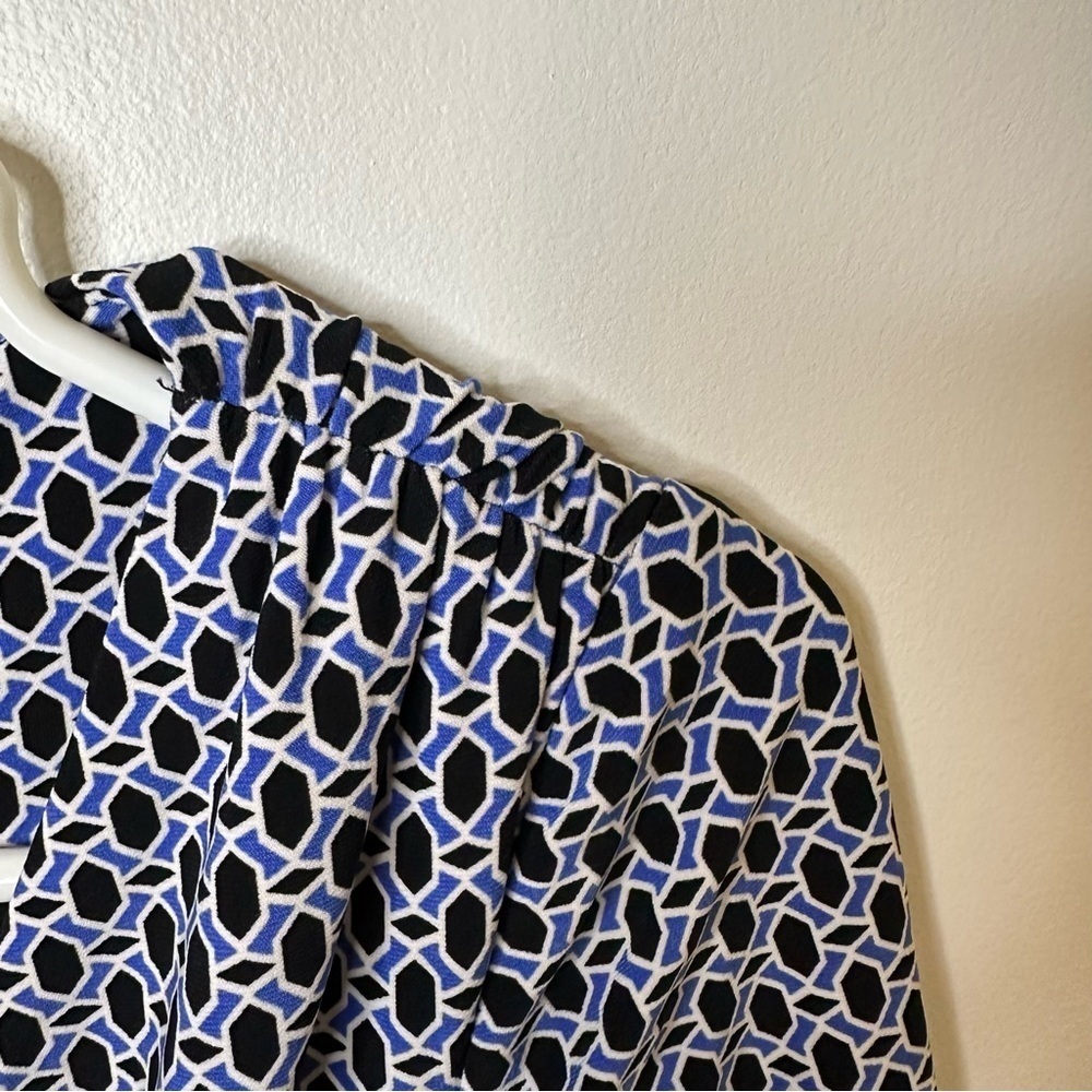 Lauren Ralph Lauren blue essentials geometric V neck dress women’s size 4 - Picture 11 of 14